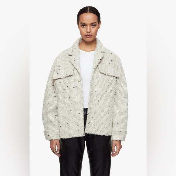 Anine Bing Cream Teddy Leon Jacket Relaxed Fit SZ XS - Picture 1 of 12
